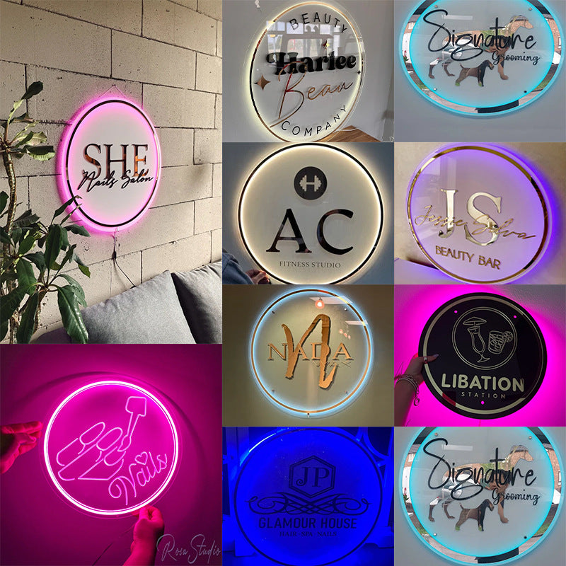 Custom Acrylic Backlit Sign with Gold Lettering and Edges – Custom Acrylic Sign for the Business