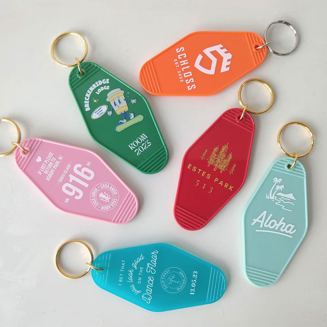 Custom Hotel Motel Resort Keychain, Custom Plastic Key Tags