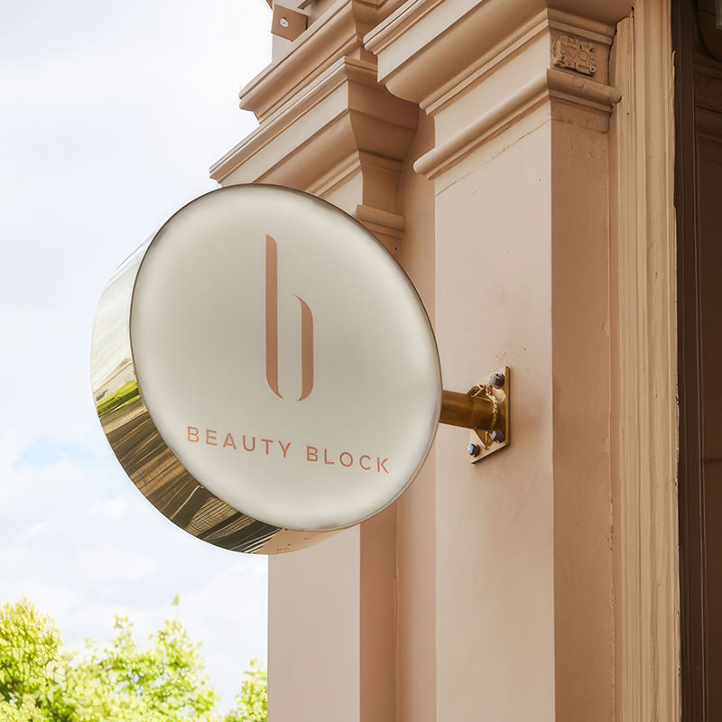 Custom Round Blade Sign with LED Lightbox – Double-Sided Wall Mounted Business Sign for cafés, boutiques, salons, restaurants, and retail storefronts.
