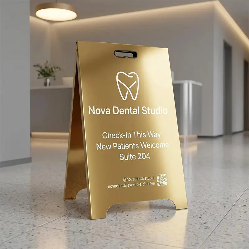 Custom Foldable Stainless Steel A-Frame Sidewalk Sign with Folded Edges