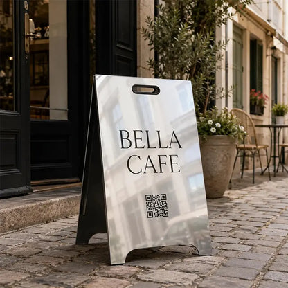 Custom Foldable Stainless Steel A-Frame Sidewalk Sign with Folded Edges