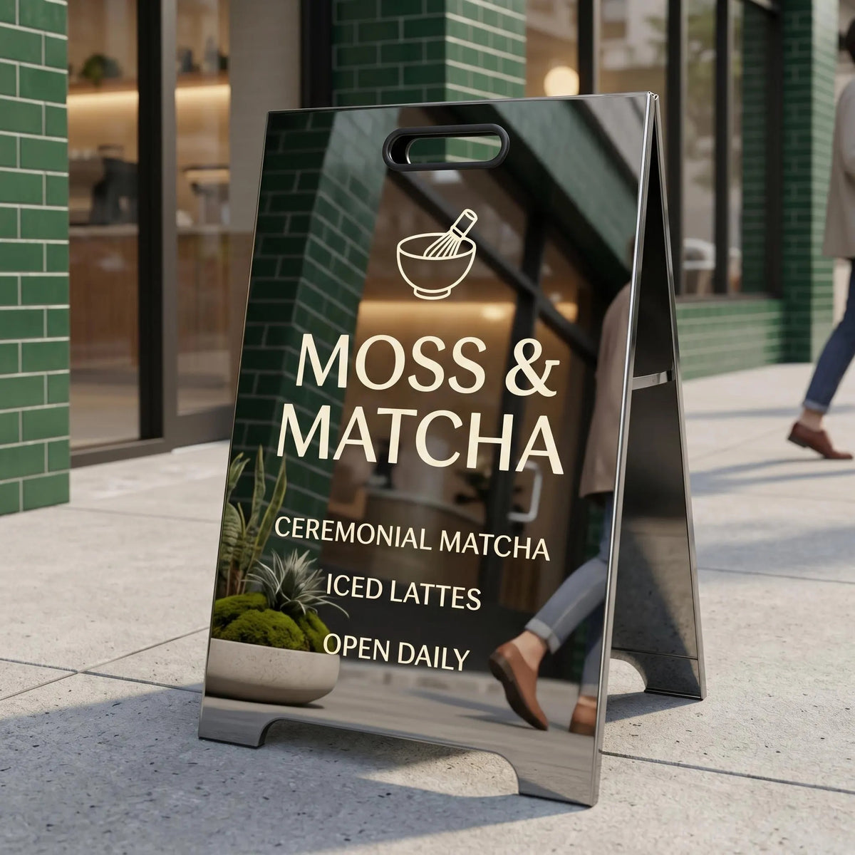 Custom Foldable Stainless Steel A-Frame Sidewalk Sign with Folded Edges