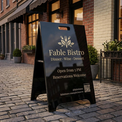 Custom Foldable Stainless Steel A-Frame Sidewalk Sign with Folded Edges