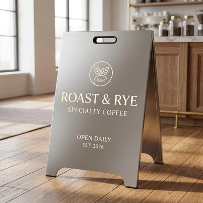 Custom Foldable Stainless Steel A-Frame Sidewalk Sign with Folded Edges