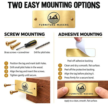 Custom Rectangular Brass Tags – Personalized Metal Labels with Logo & Text