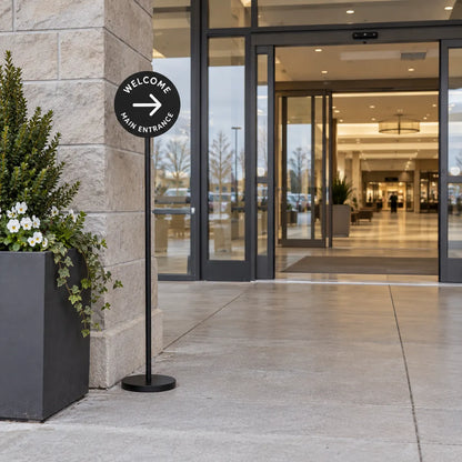 Custom Round Metal Freestanding Sign with Logo for Businesses & Events