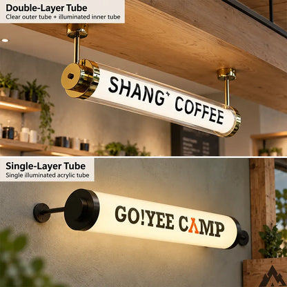 Custom Cylindrical LED Light Box Sign – Personalized Logo & Text