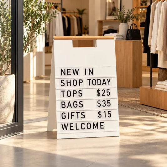 Foldable Metal A-Frame Letter Board Sign with Changeable & Custom Letter Cards