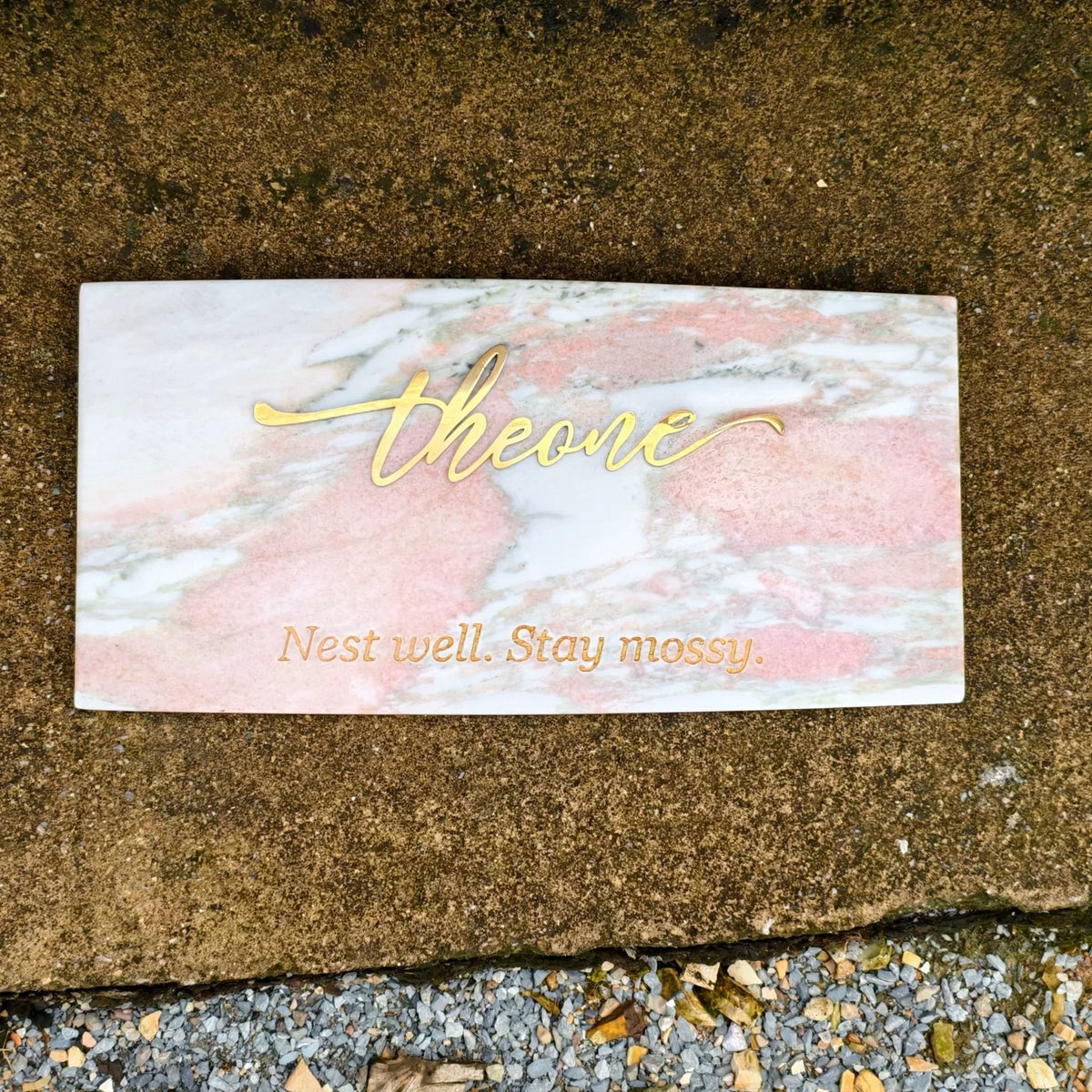 Custom Natural Stone Address Plaque with Brass Letters, House Number & Door Sign
