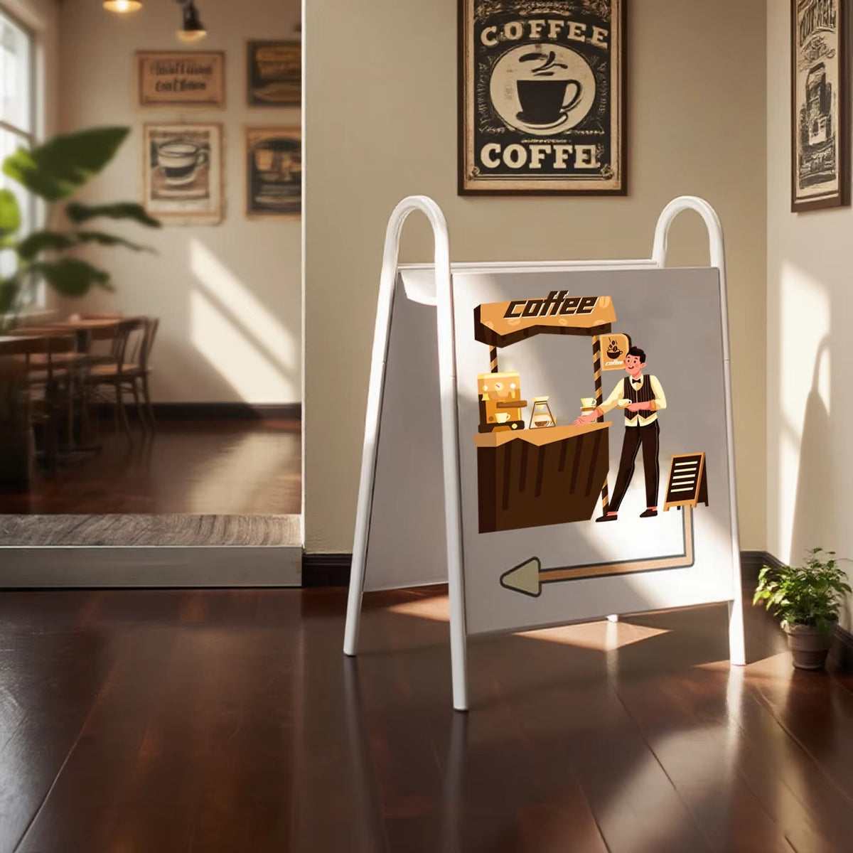 Custom Metal A-Frame Sign, Double-Sided Sidewalk Sandwich Board for Business