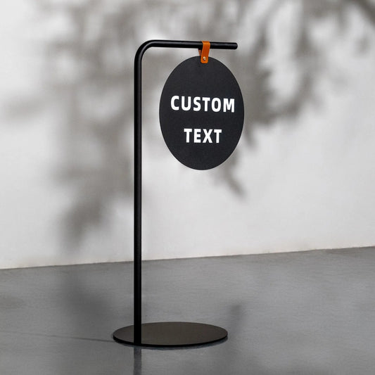 Custom Round Hanging Sign with Stand – Freestanding Logo Sign for Shops & Cafes