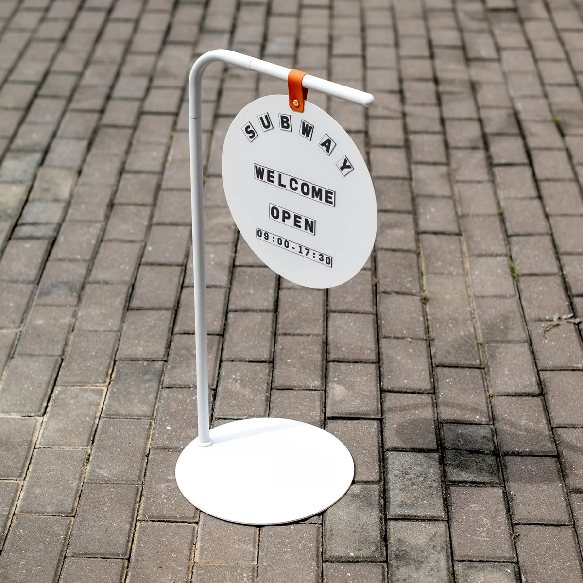 Custom Round Hanging Sign with Stand – Freestanding Logo Sign for Shops & Cafes