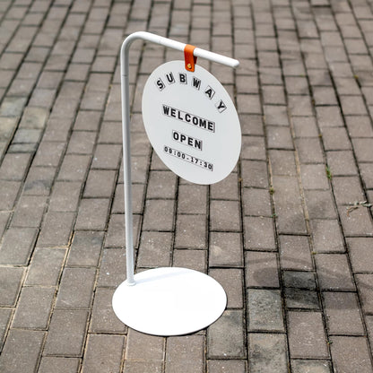 Custom Round Hanging Sign with Stand – Freestanding Logo Sign for Shops & Cafes