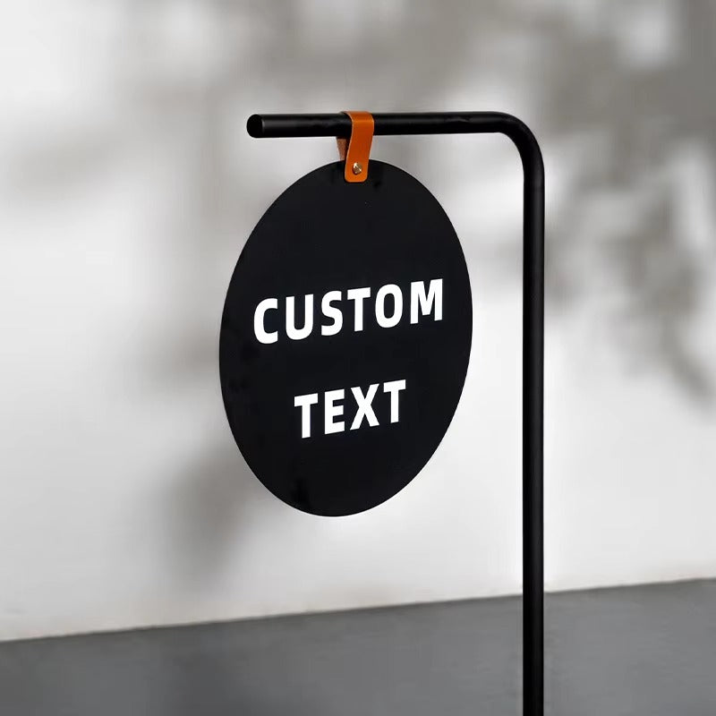 Custom Round Hanging Sign with Stand – Freestanding Logo Sign for Shops & Cafes
