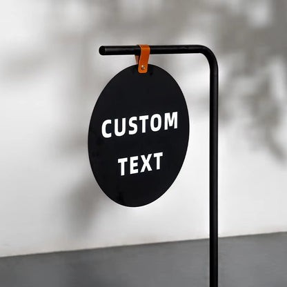 Custom Round Hanging Sign with Stand – Freestanding Logo Sign for Shops & Cafes
