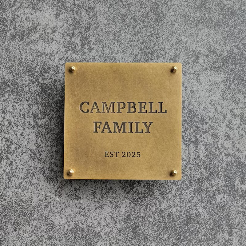 Custom Solid Brass Plaque, Personalized Engraved Nameplate, House Number & Address Sign