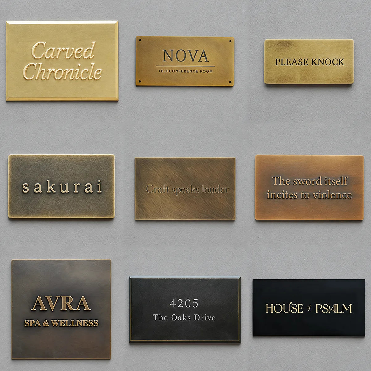 Custom Solid Brass Plaque, Personalized Engraved Nameplate, House Number & Address Sign