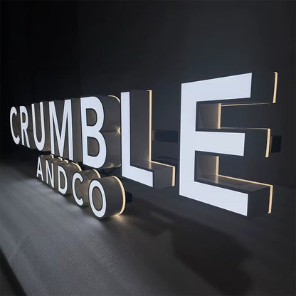 Face & Backlit Channel Letter Sign with Stainless Steel Trim is ideal for storefronts, retail shops, restaurants, cafés, salons, boutiques, hotels, offices,  showrooms, gyms,and commercial buildings.