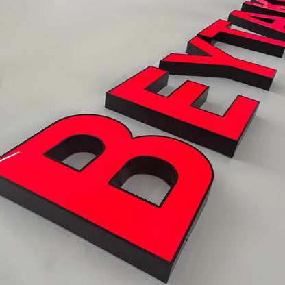 Face & Backlit Channel Letter Sign with Stainless Steel Trim is ideal for storefronts, retail shops, restaurants, cafés, salons, boutiques, hotels, offices,  showrooms, gyms,and commercial buildings.